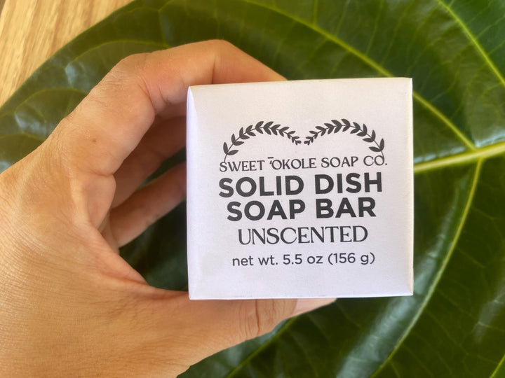 Solid Dish Soap Bar Non-Toxic, Unscented, Plastic-Free Dishwashing — , [material], Sweet ʻŌkole Soap