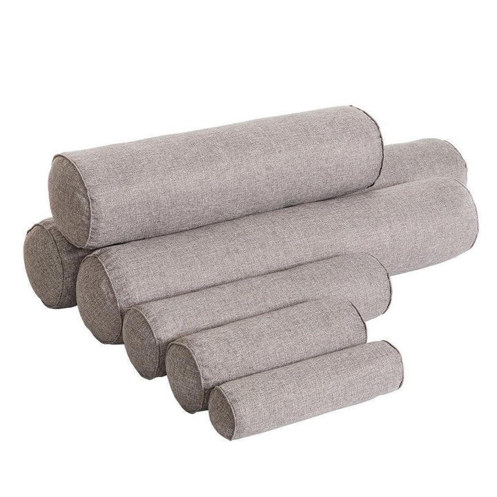 Solid Long Round Maternity Pillow Cotton linen Neck Headrest Body pillow Bed Chair Car Seat Backrest Sleeping Pillow Round Cervical Roll Cylinder Bolster Pillow with Removable Washable Cover, Ergonomically Designed  for Head Neck Spine