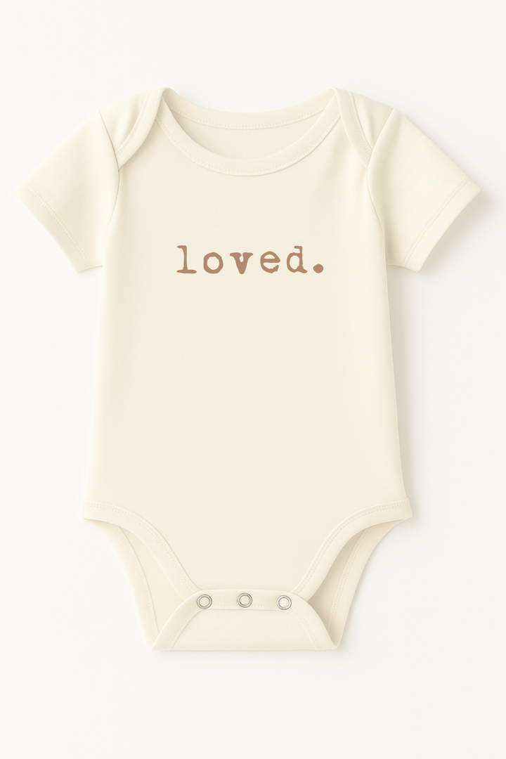Loved. Clay Organic Cotton Baby Bodysuit Short Sleeve