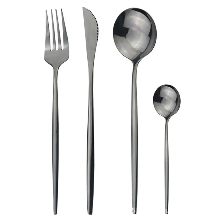 Modern Gold Polished Stainless Steel Flatware Set