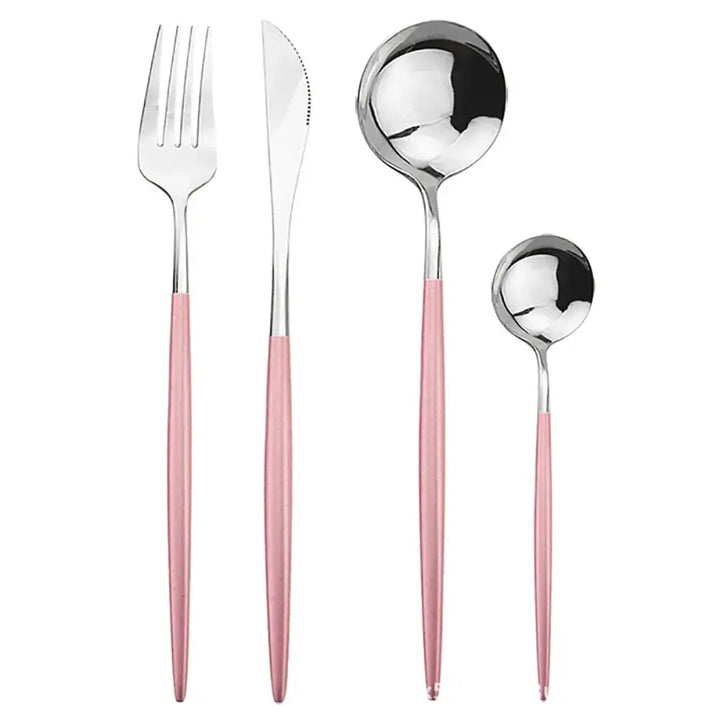 Modern Gold Polished Stainless Steel Flatware Set