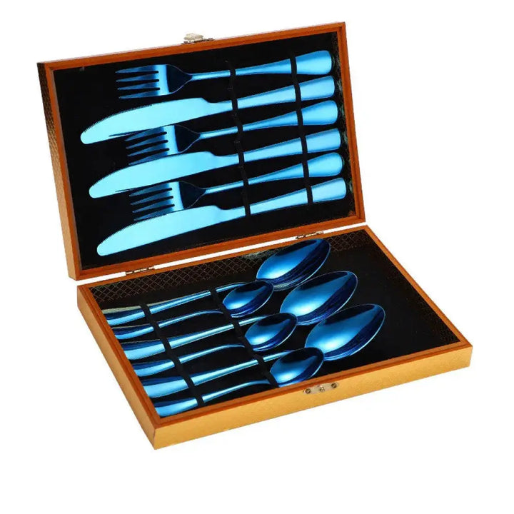 Premium Stainless Steel Steak Cutlery Set in Wooden Box