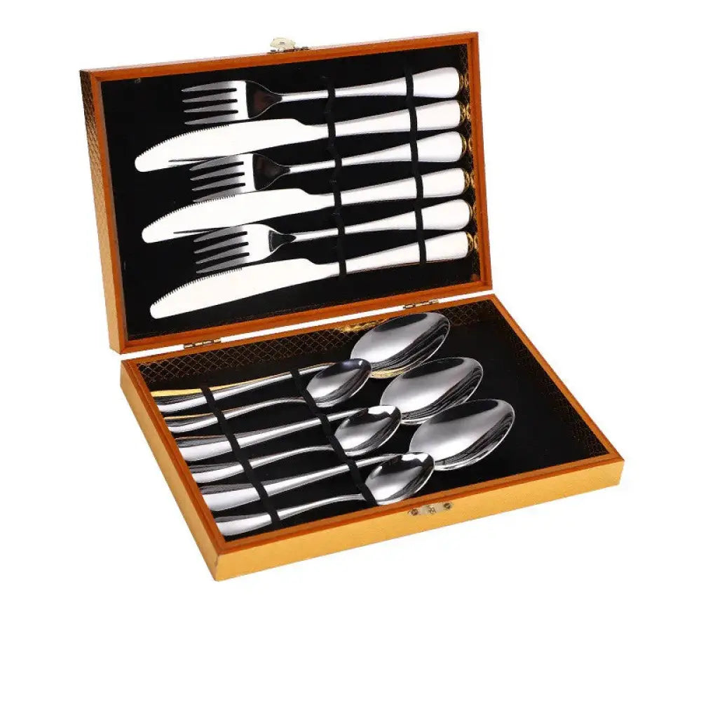 Premium Stainless Steel Steak Cutlery Set in Wooden Box