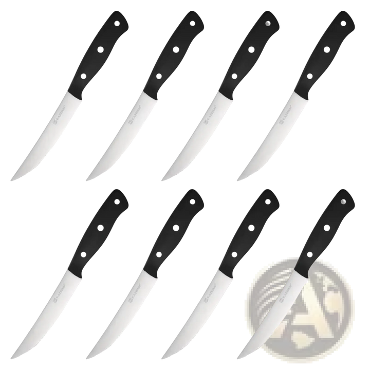 Steak Knife Set 8 Piece Carbon Steel Pom Handles