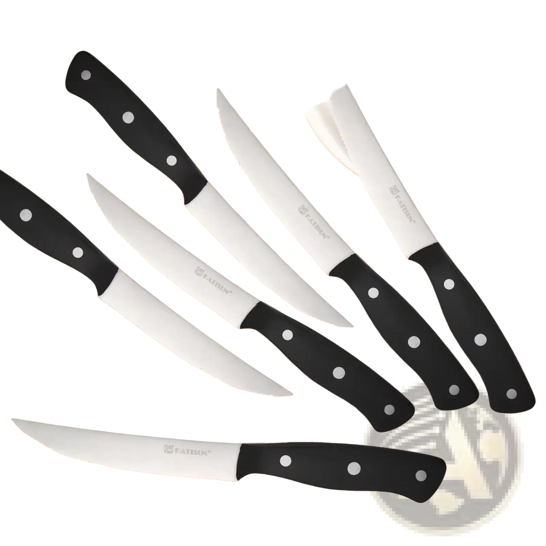 Steak Knife Set 8 Piece Carbon Steel Pom Handles