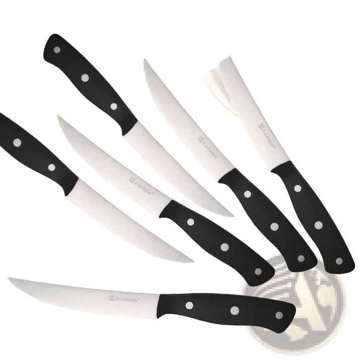 Steak Knife Set 8 Piece Carbon Steel Pom Handles