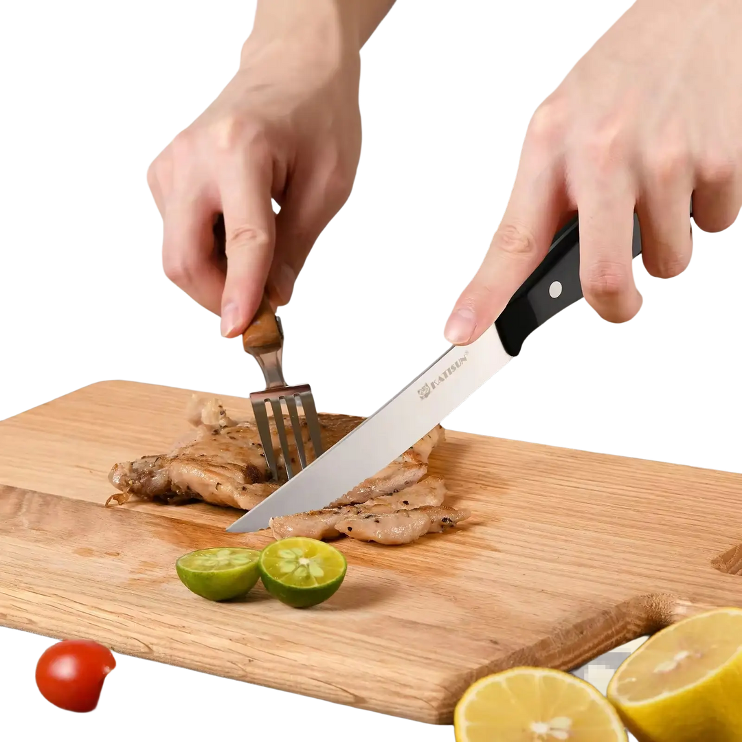 Steak Knife Set 8 Piece Carbon Steel Pom Handles