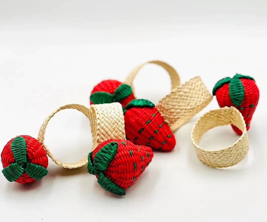 Strawberry Handwoven Iraca Napkin Ring