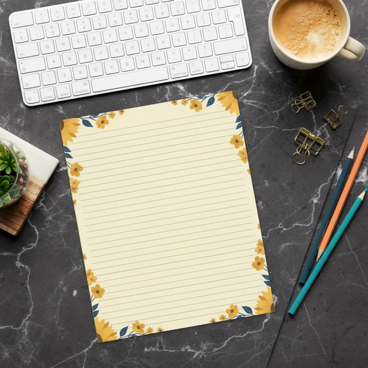 Sunflower Floral Ruled Notepads - Bright Ideas - DipaliZ