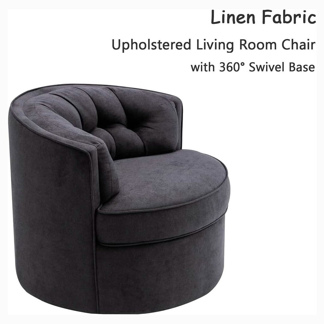 Swivel Accent Linen Fabric Bucket Reading Chair