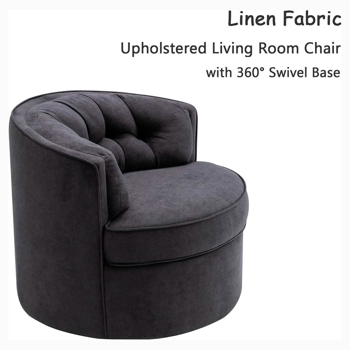 Swivel Accent Linen Fabric Bucket Reading Chair
