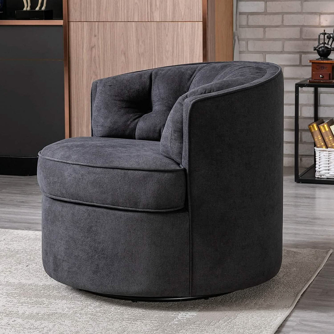 Swivel Accent Linen Fabric Bucket Reading Chair