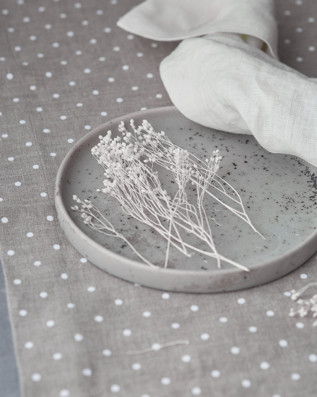 European Linen Polka Dot Table Runner