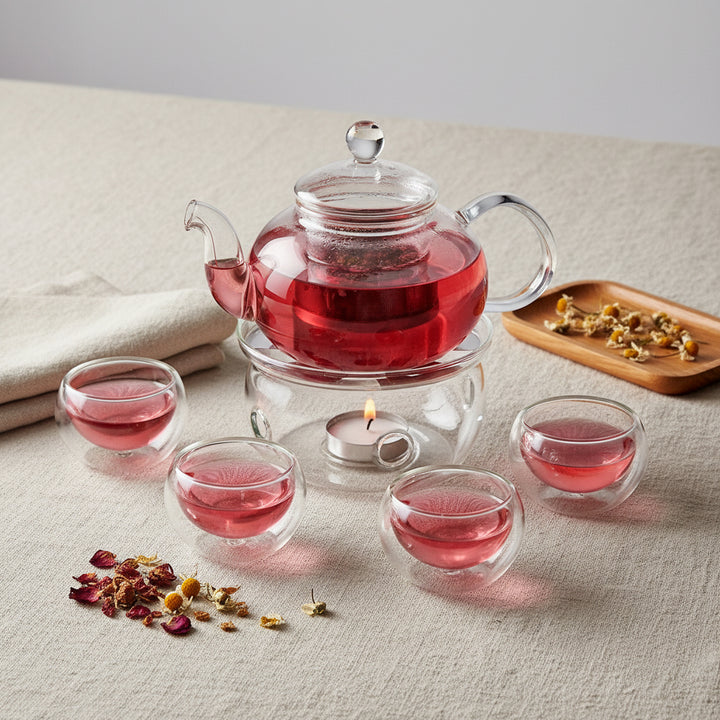 Tea Pot with Infuser & Warmer Set
