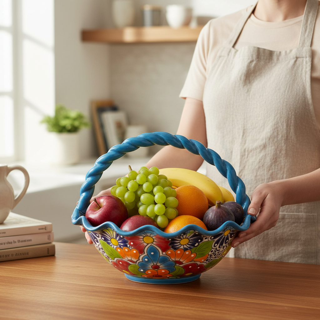 Talavera Fruit Basket | Colorful Hand-Painted Centerpiece