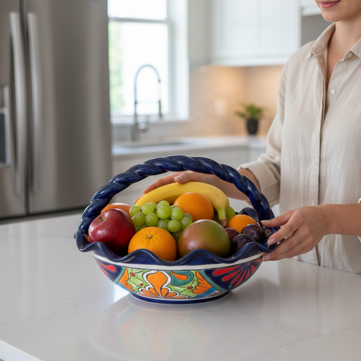 Talavera Fruit Basket | Colorful Hand-Painted Centerpiece