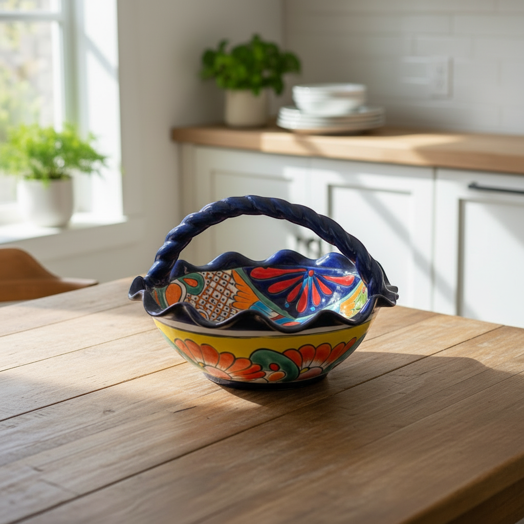 Talavera Fruit Basket | Colorful Hand-Painted Centerpiece