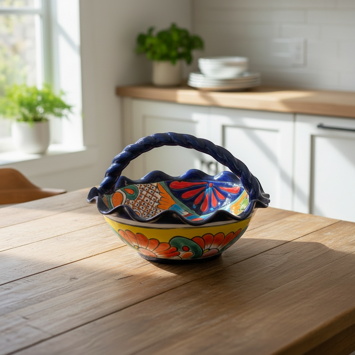 Talavera Fruit Basket | Colorful Hand-Painted Centerpiece