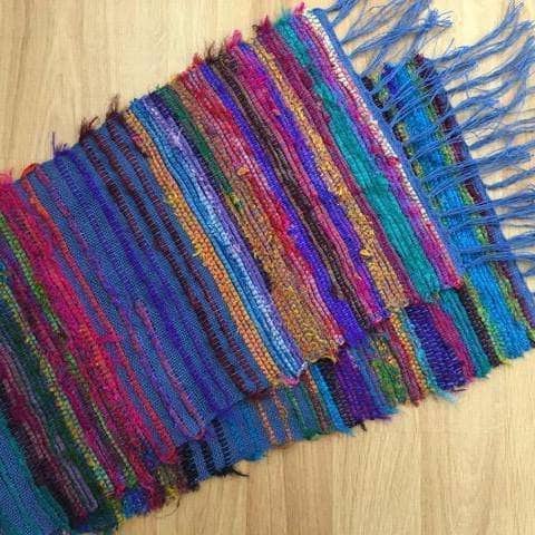 Tibet Jewels Woven Table Runner Weaving Kit-Recycled Sari Siilk & Linen