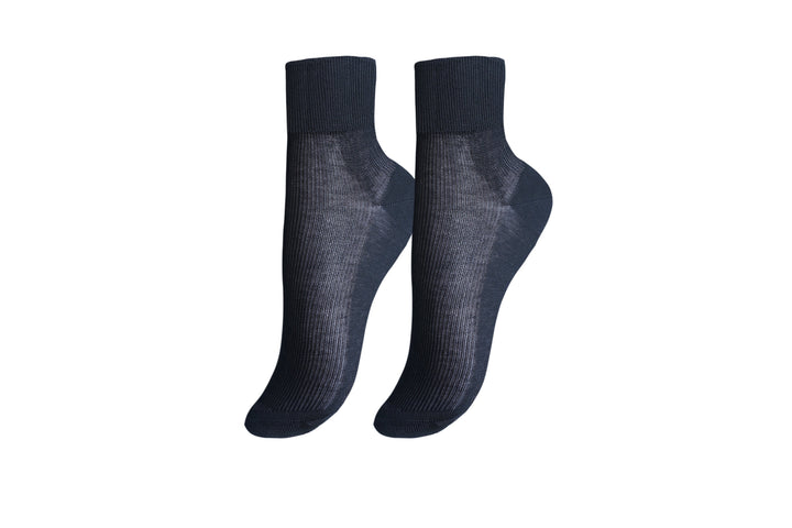 Women's ankle socks, dark navy rib knit, 2-pack pair