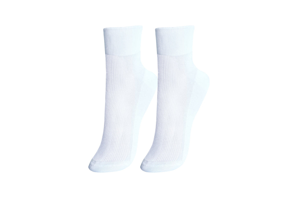 Women's ankle socks, white rib knit, 2-pack pair
