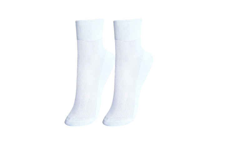 Women's ankle socks, white rib knit, 2-pack pair