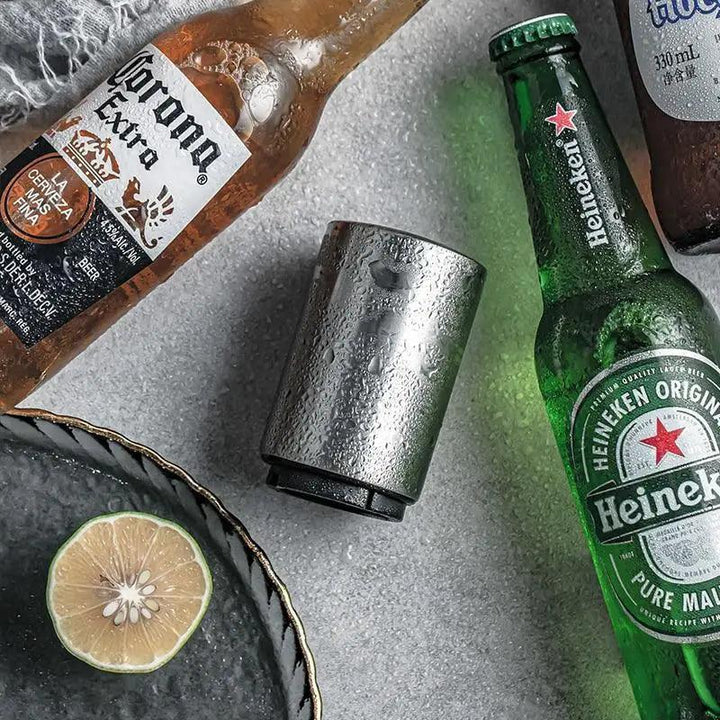Automatic Beer Bottle Opener Magnet Beer Opener Stainless Steel Push Down Opener Wine Beer Soda Cap Opener Kitchen Accessories