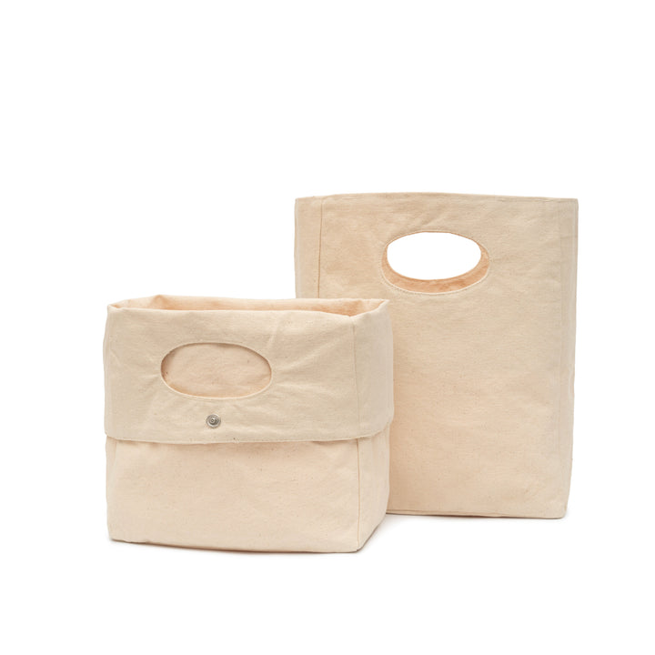 Reusable Organic Cotton Canvas Baskets (Set of 2)