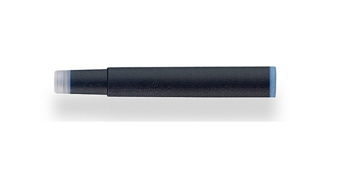 Black ink cartridge for fountain pen with clear tip and dark barrel