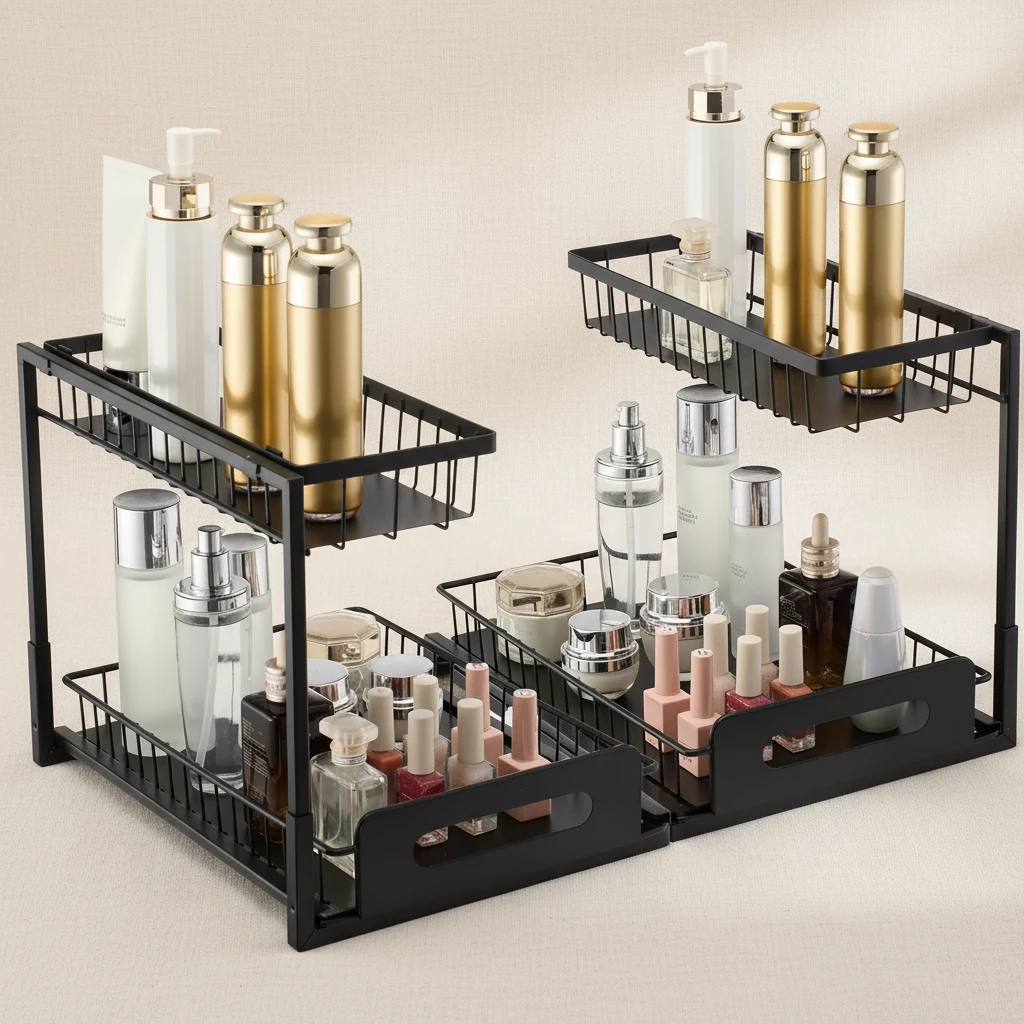 Under Sink Organizer 2 Tier Wire Pull out Baskets