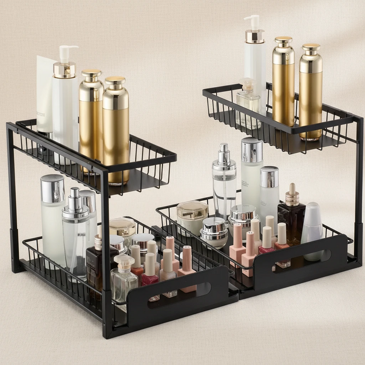 Under Sink Organizer 2 Tier Wire Pull out Baskets
