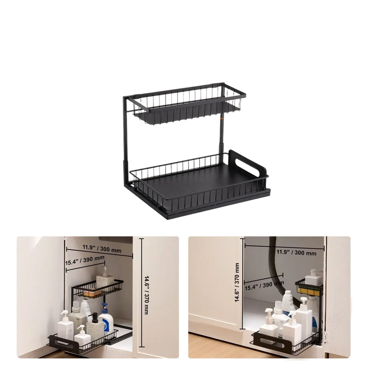 Under Sink Organizer 2 Tier Wire Pull out Baskets