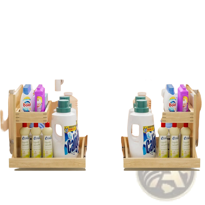 Under Sink Organizer 2 Tier Wood Pull out Drawer 19.5w