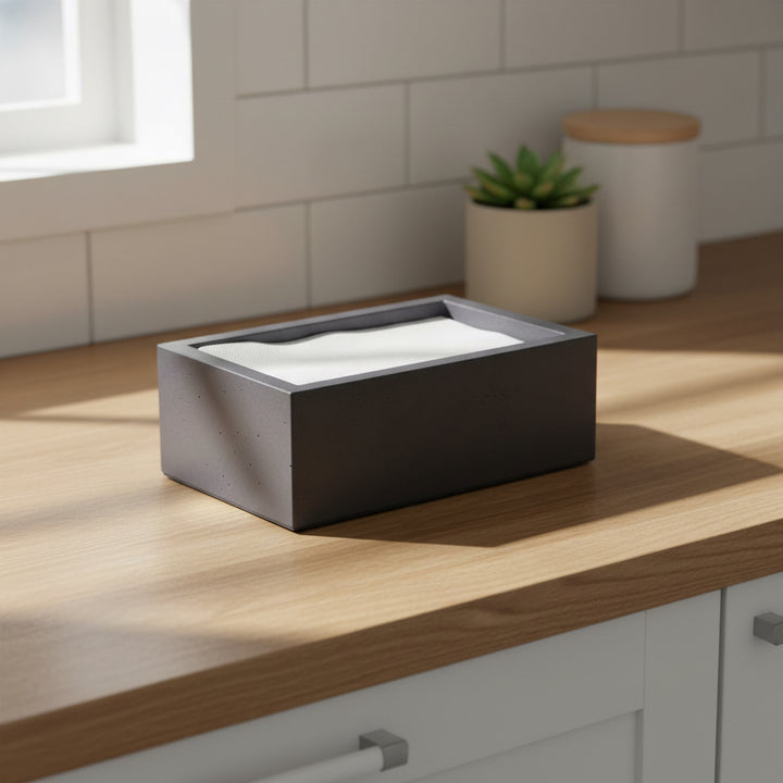 Concrete Cocktail Napkin Bin: Charcoal