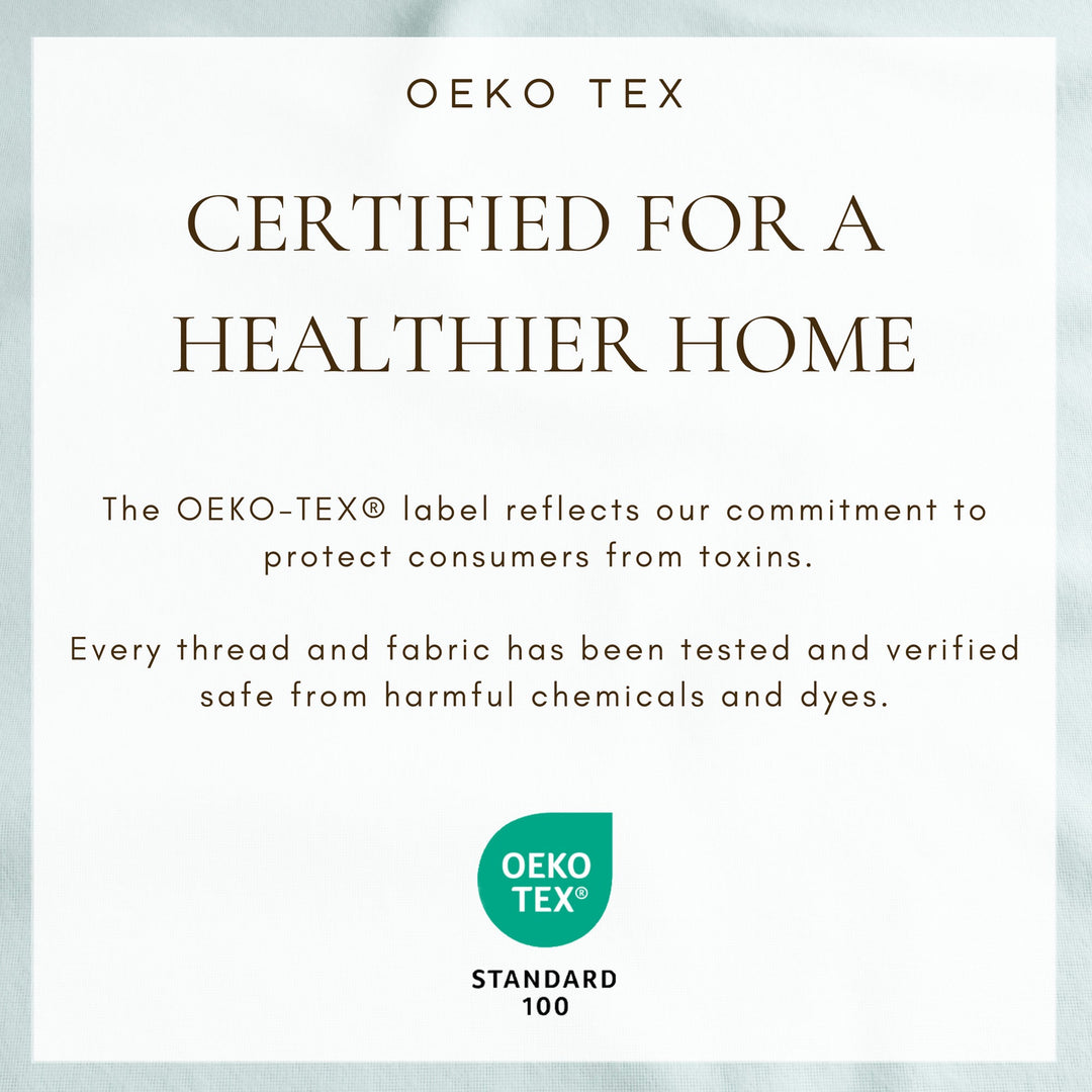 Oeko-Tex Certified for a Healthier Home label for flannel sheets
