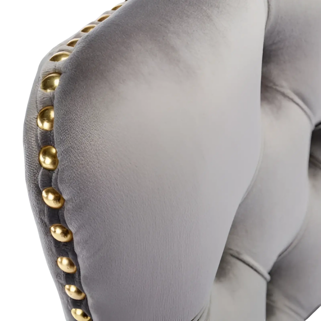 Velvet Office Chair Tufted Gray with Gold Base Swivel
