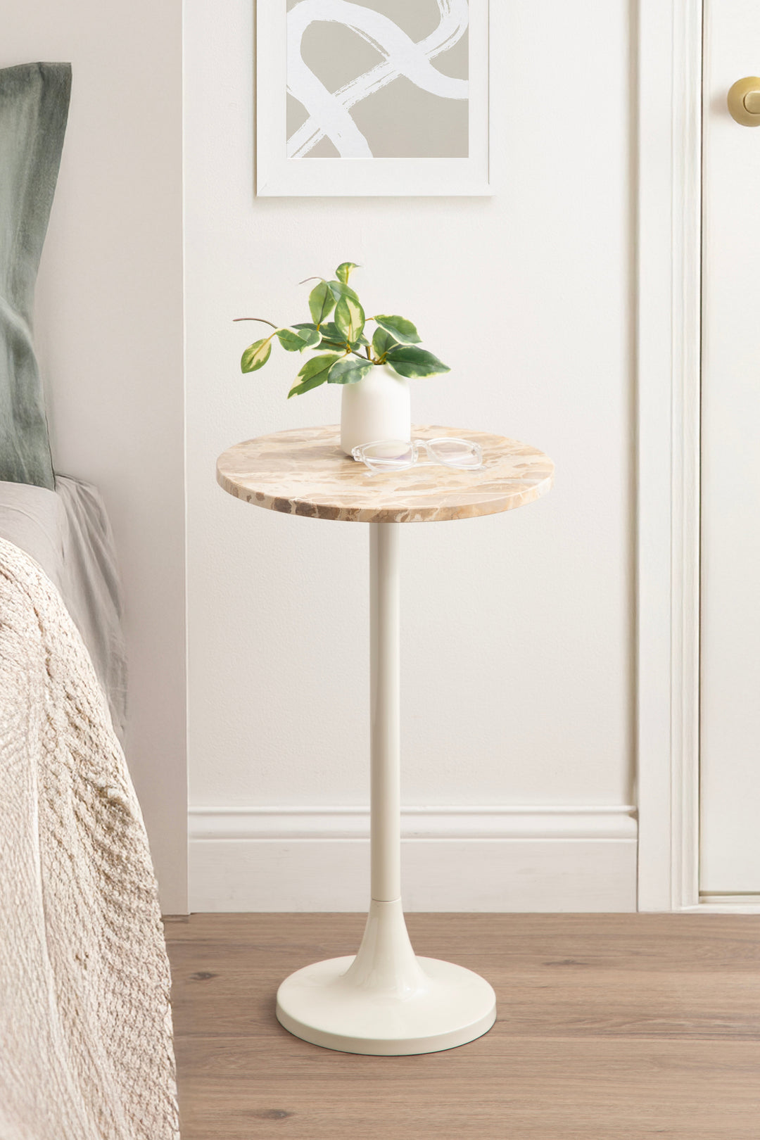 Baronet Round Marble and Metal Table