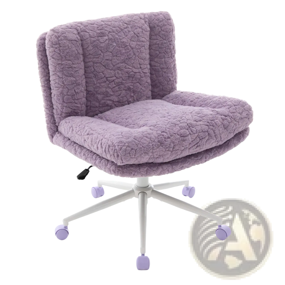 Violet Faux Fur Office Chair with 26.4 Inch Wide Seat
