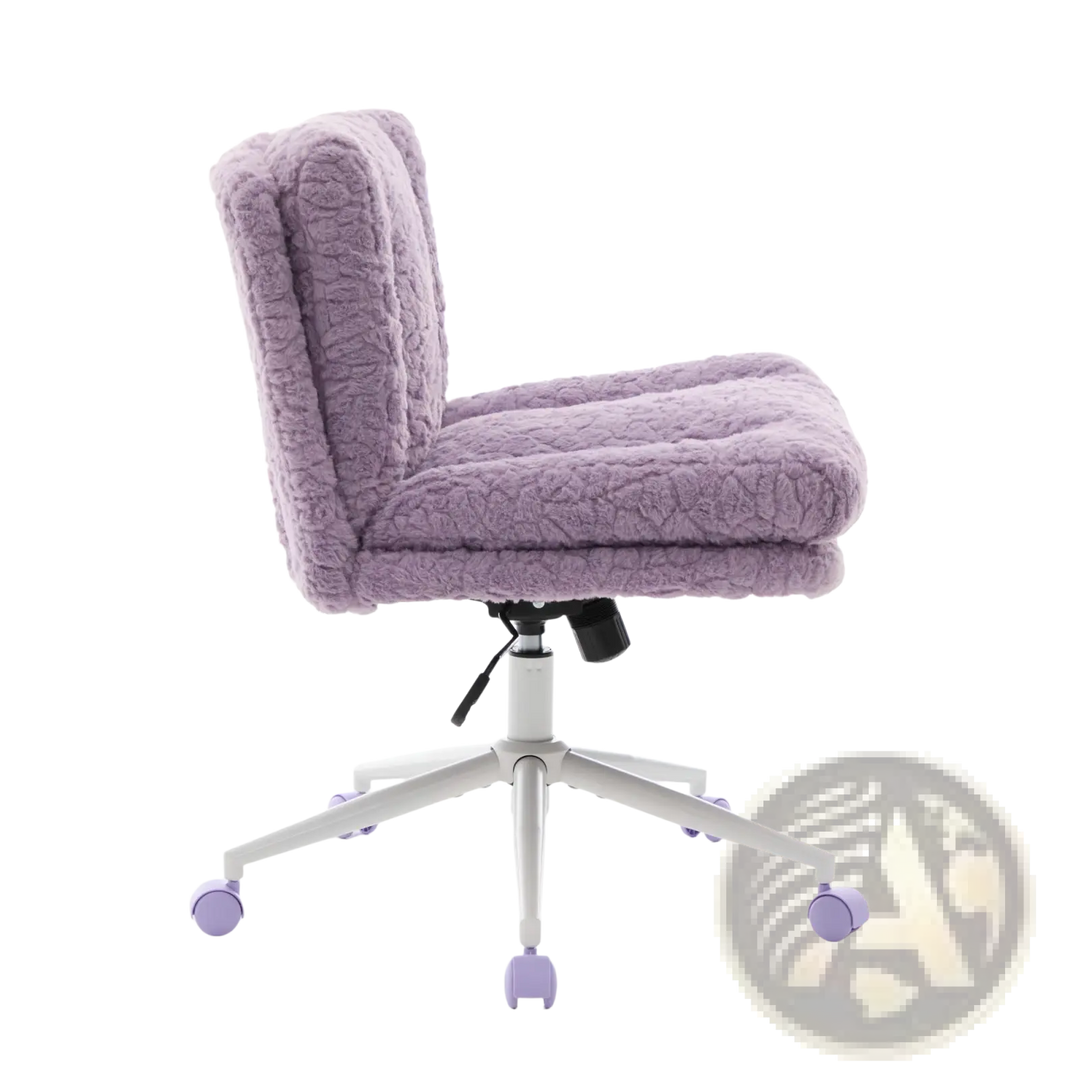 Violet Faux Fur Office Chair with 26.4 Inch Wide Seat