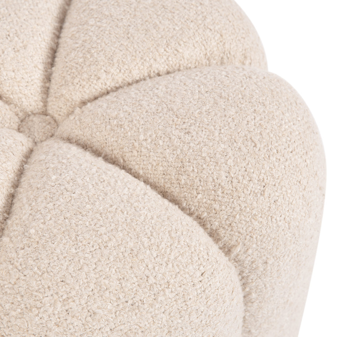 Lucida Round Tufted Ottoman Fabric and Wood