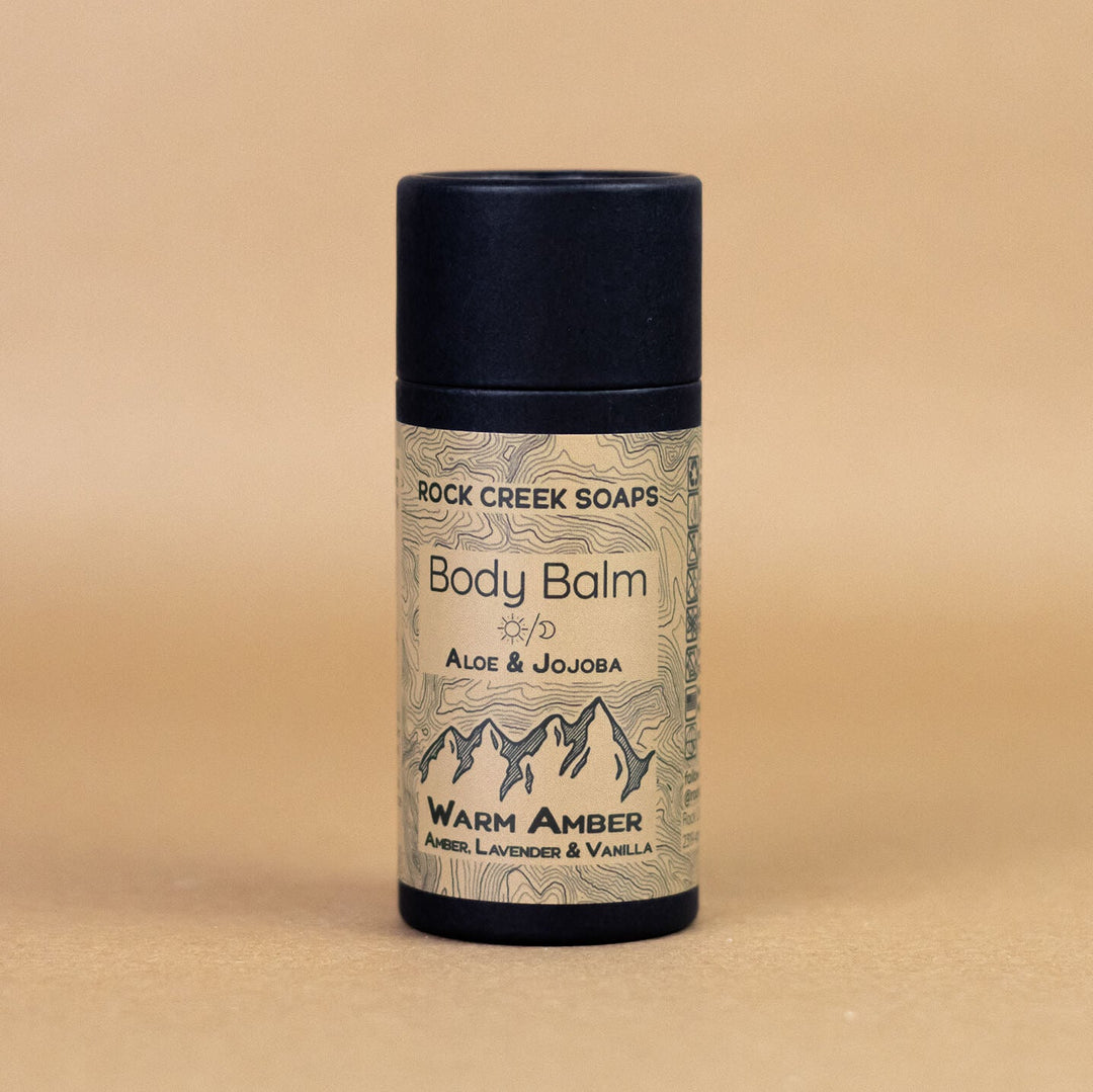 WARM AMBER BODY BALM | Solid Lotion Bar - Black Amber & Vanilla with French Lavender