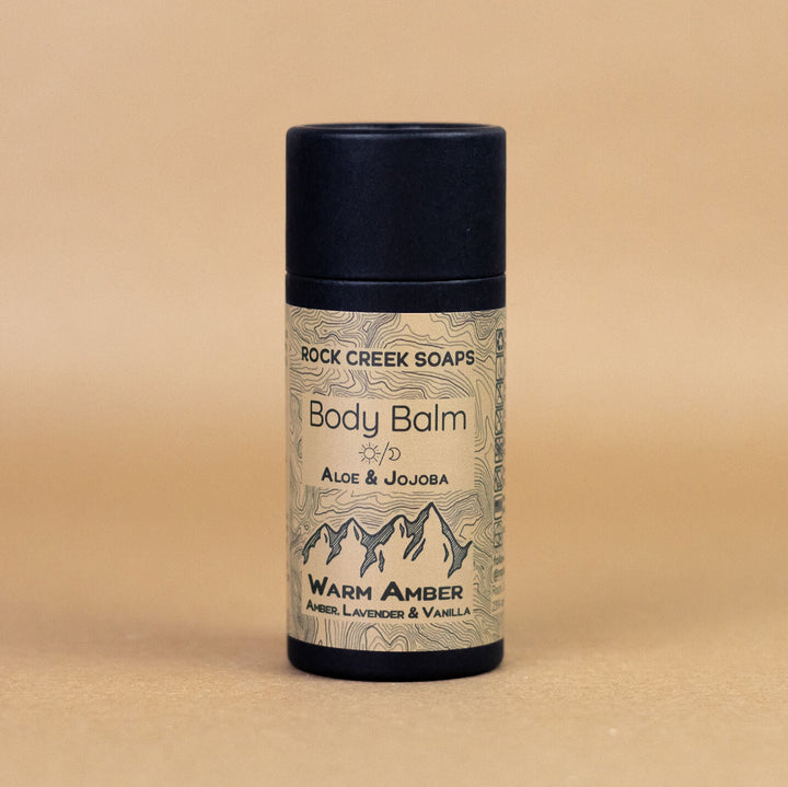WARM AMBER BODY BALM | Solid Lotion Bar - Black Amber & Vanilla with French Lavender