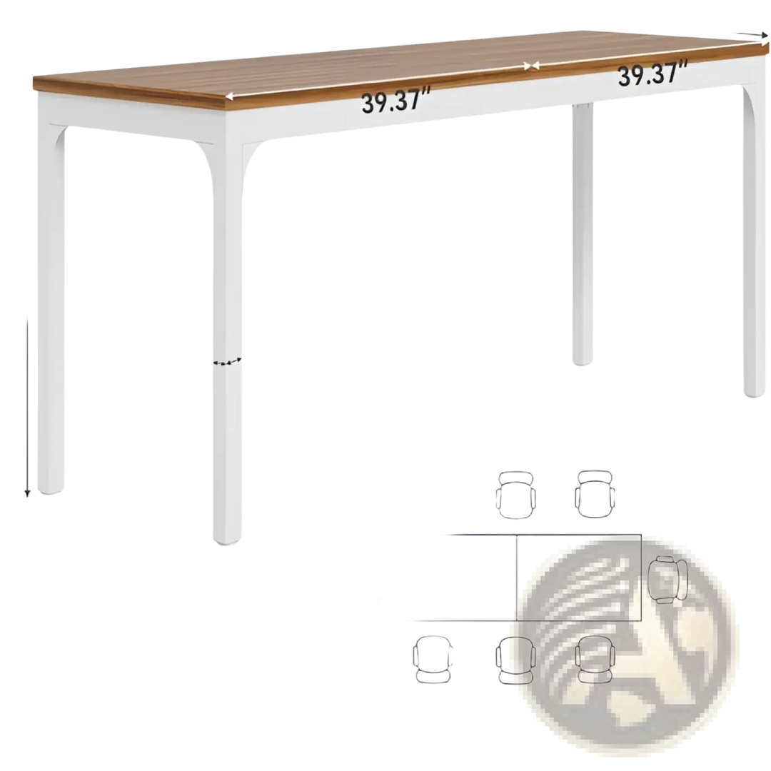 White Computer Desk with Minimalist Wood Top