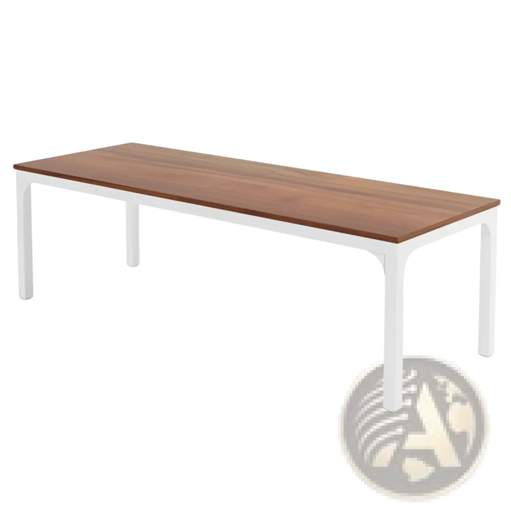 White Computer Desk with Minimalist Wood Top