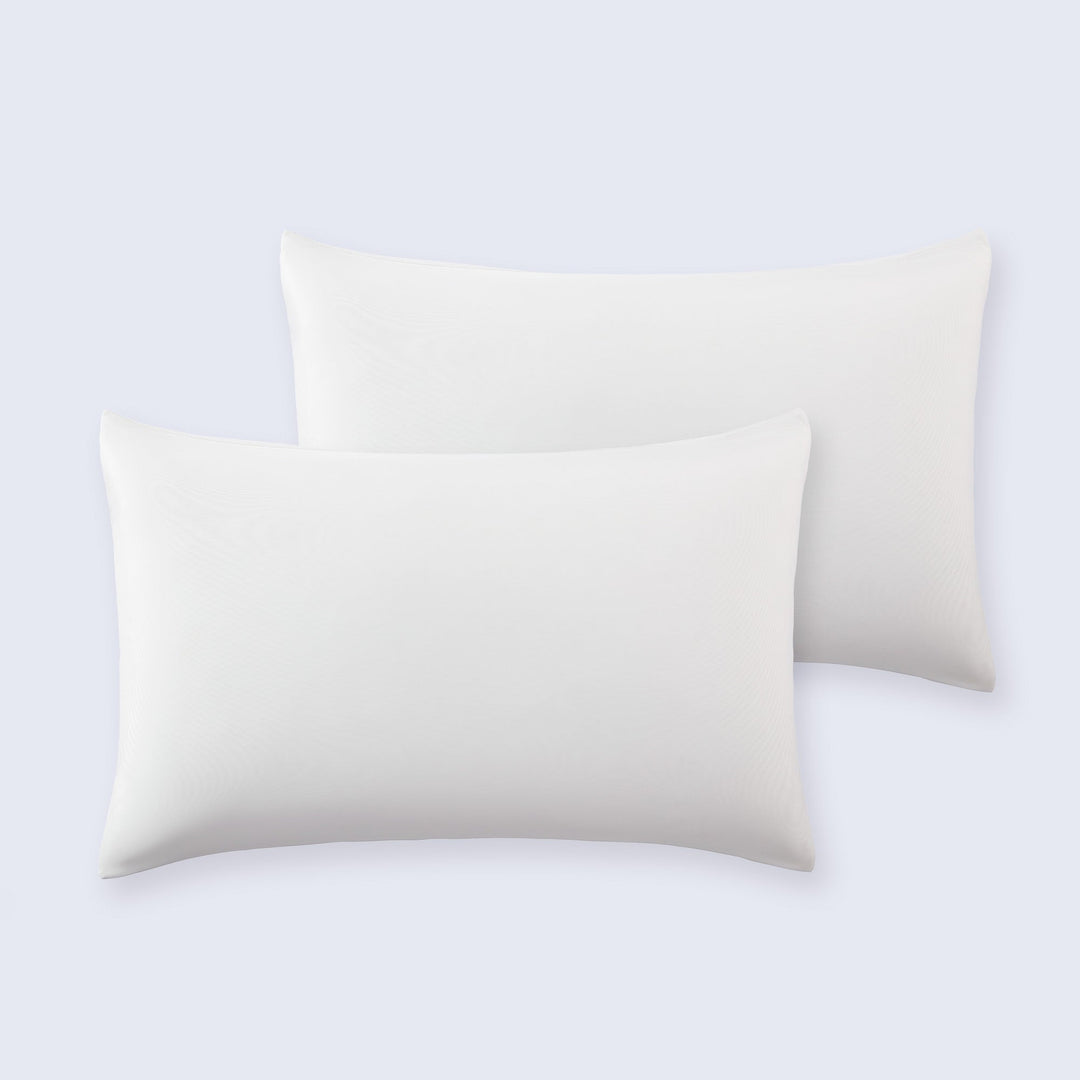 White pillowcase with smooth fabric and stitched edges