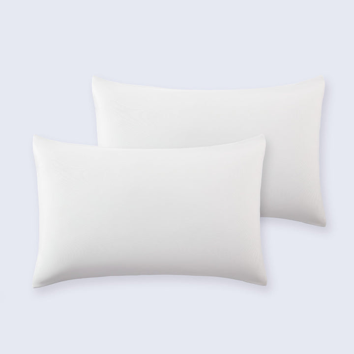 White pillowcase with smooth fabric and stitched edges