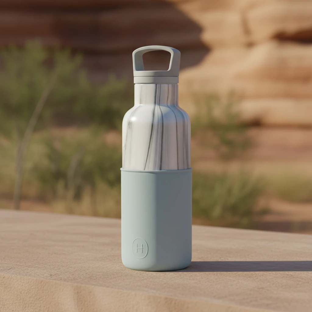 Vacuum Insulated Water Bottle - White Marble 16 oz