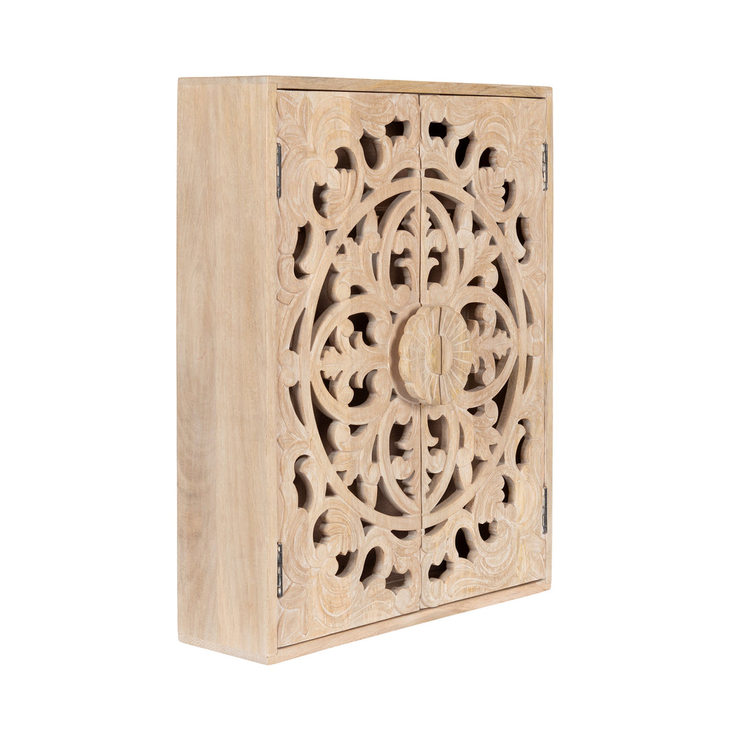 Saanvi Carved Wood Wall Cabinet