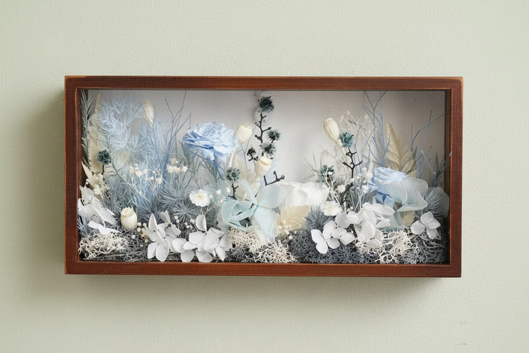 "Micro Landscape Frame" - Real Preserved Flower Mini Garden Shadow Box (Panoramic Desk Decor)