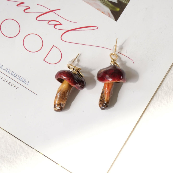 Real Golden Chanterelle Mushroom Earrings